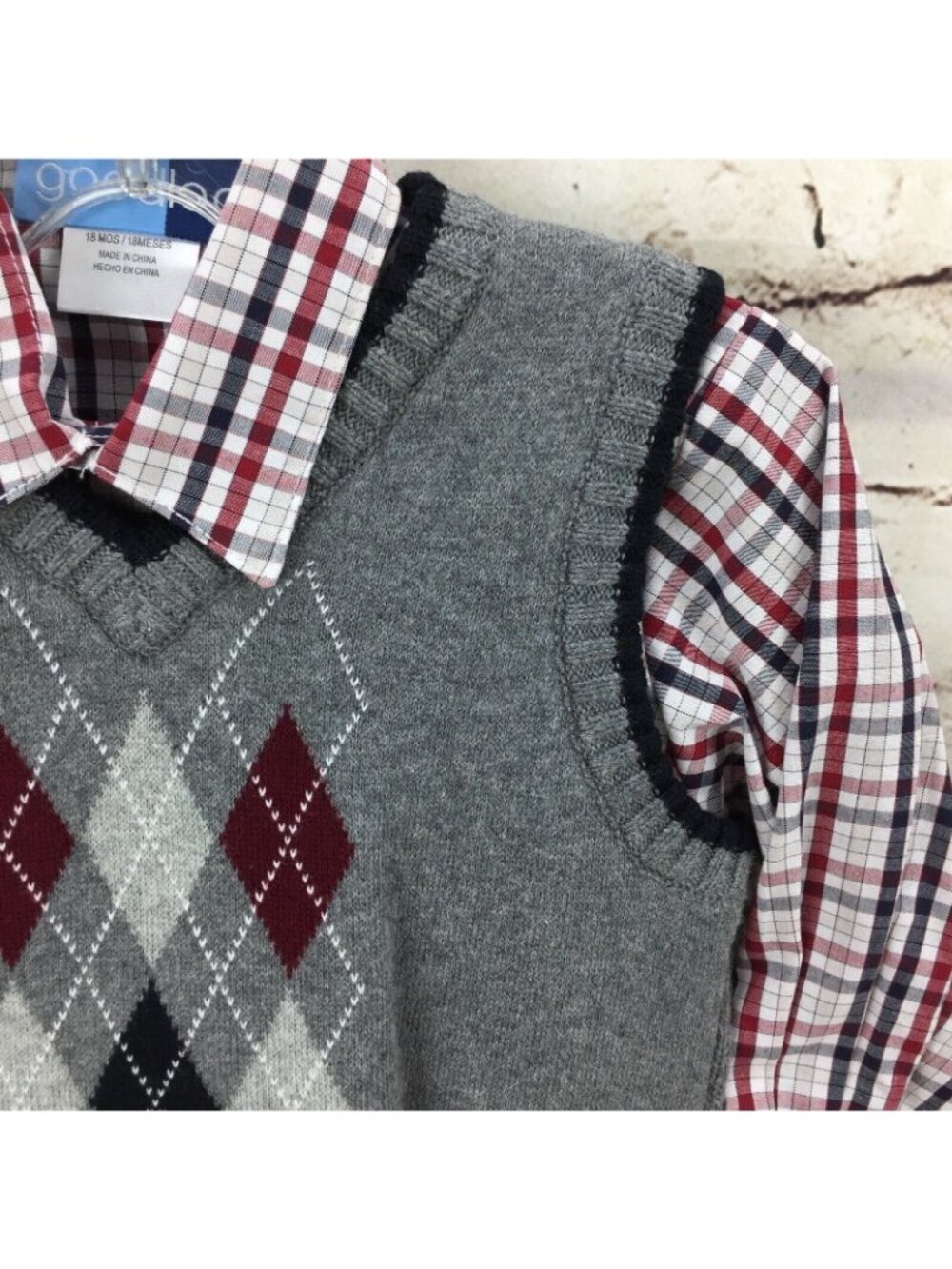 Good Lad Boys Outfit Size 24 M 2T Arglye Sweater Vest Pant Toddler 3 Pc - Picture 2 of 7